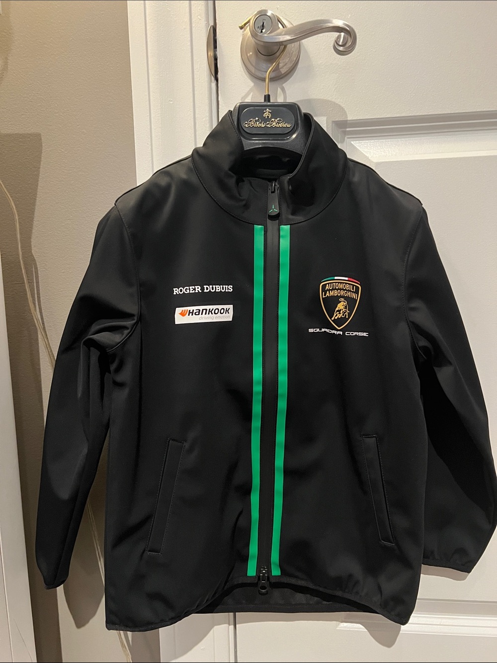 Lamborghini Black Jacket with Green Racing Stripes for Kids